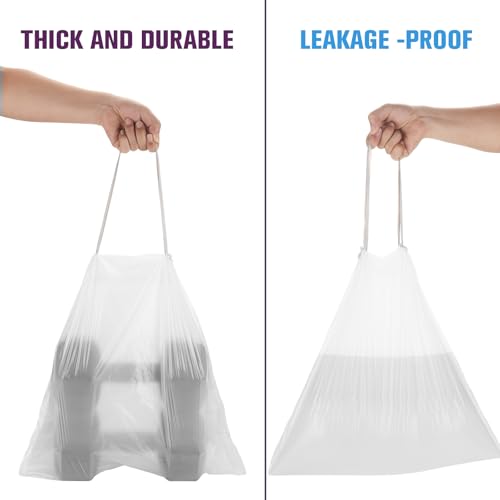 2.6-Gallon Trash Bags Heavy Duty - Heihaily Drawstring Kitchen Garbage Bags for Office/Bathroom, Leak-Proof Design, Odor Control Technology, Small Plastic Bags Clear(60 Count)
