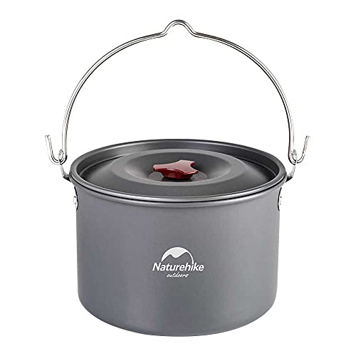 Naturehike Camping Soup Pot Cookware with Lid Large Outdoor Portable Hanging Pot Cooking Set for 1-6 People