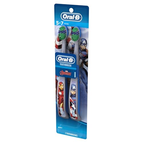 Oral-B Kid's Manual Toothbrush Featuring Marvel's Spiderman, Soft Bristles, for Children and Toddlers 3+, 2 Count