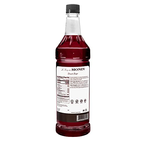 Monin - Desert Pear Syrup, Bold Flavor of Prickly Pear Cactus, Natural Flavors, Great for Iced Teas, Lemonades, Cocktails, Mocktails, and Sodas, Non-GMO, Gluten-Free (1 Liter)