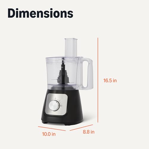 Basics Food Processor and Vegetable Chopper, 10 Cup Bowl, 2-Speed, 500 Watt Motor, Black