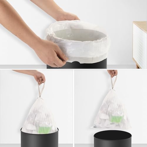 2.6-Gallon Trash Bags Heavy Duty - Heihaily Drawstring Kitchen Garbage Bags for Office/Bathroom, Leak-Proof Design, Odor Control Technology, Small Plastic Bags Clear(60 Count)