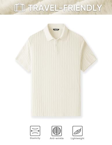 JMIERR Mens Casual Polo Shirt Summer Short Sleeve Vacation Button Beach Knit Stretchy Golf Shirts