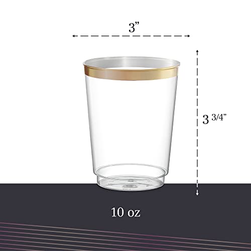 PLASTICPRO Disposable Plastic Tumblers (Gold Rim, 50)