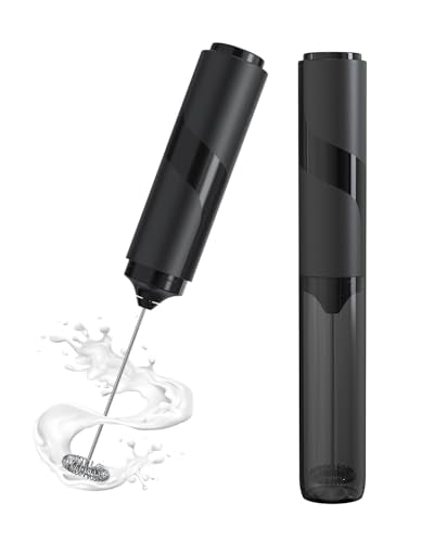Milk Frother Handheld with Cover, Battery-Operated Electric Foam Maker Frother Wand, Whisk Drink Mixer & Foamer for Coffee, Latte, Matcha, Hot Chocolate
