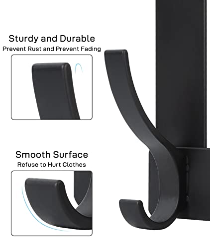 Over The Door Hooks, Door Hanger Hooks for Hanging, Over The Doors Towel Racks for Bathroom with 12 Coat Hook, Coat Rack Dorm Essentials Bathroom Accessories（1 Pack, Black）