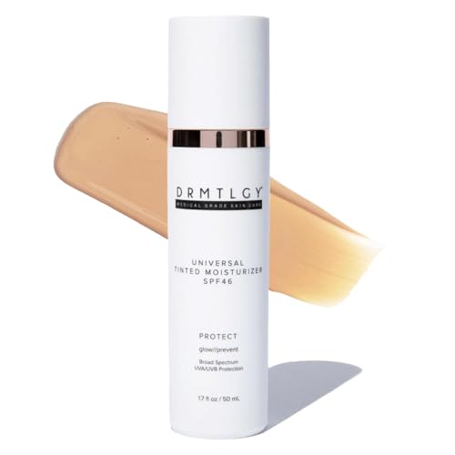 DRMTLGY Universal Tinted Moisturizer SPF 46 – Hydrating Dewy Tinted Sunscreen for Face with Zinc Oxide & Octinoxate – Niacinamide & Hyaluronic Acid – Broad Spectrum Lightweight Daily SPF, 1.7 oz