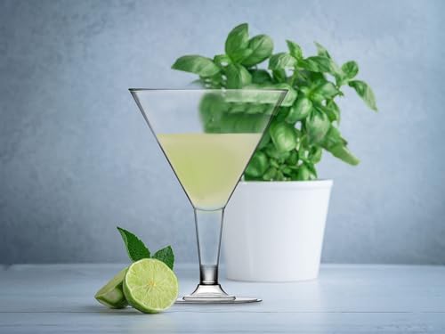 DecorRack 24 Martini Cocktail Glasses, 7 Oz BPA-Free Plastic Party Cups, Perfect for Outdoor Parties, Weddings, Picnics, Stackable Stemmed, Reusable, Disposable Glasses (Pack of 24)