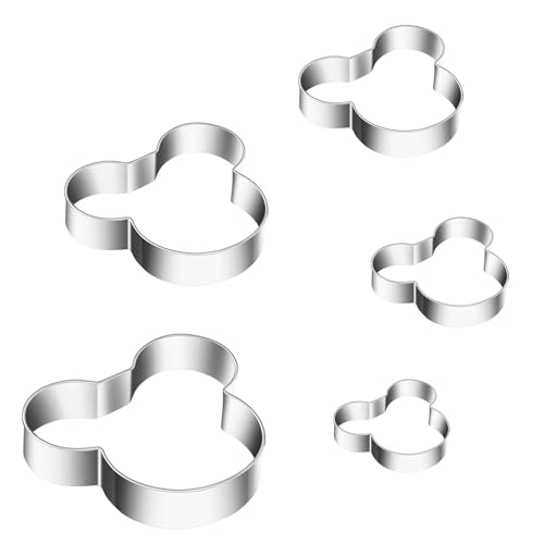 Food Grade Mouse Cookie Cutters Set of 5 – Sturdy Stainless Steel Cutters for Cookies, Sandwiches, Cake & Fruit – DIY Decoration Tools for Kids – 2.12'' to 3.86''