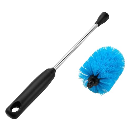 Stainless Steel Bottle Brush with Replaceable Head, Long Handle Scrub Brush for Water Bottles, Glasswares, Mugs, Flasks, Tumblers, Vases, and Kitchen Sink, 2 Pack, 15 in