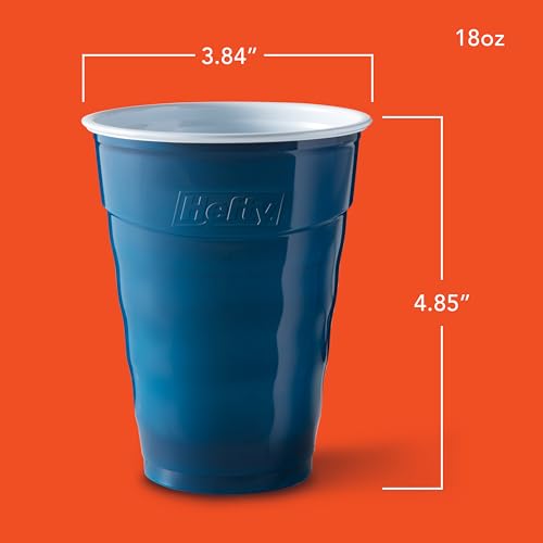 Hefty Party On Disposable Plastic Cups, Marine Blue, 18 Ounce, 120 Count