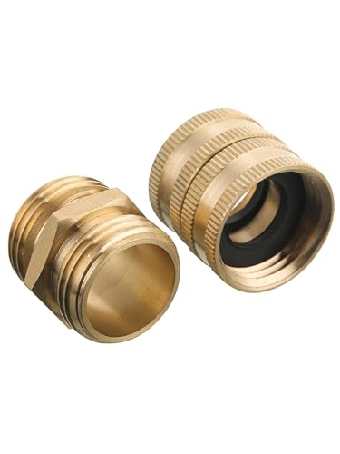 M MINGLE Garden Hose Adapter, Male to Male, Female to Female, 3/4 Inch Brass Connector, 4-Pack with Extra 4 Washers