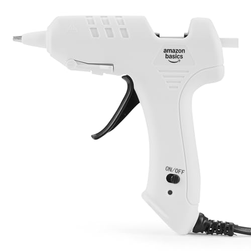 Basics Hot Glue Gun Kit with 30 Glue Sticks, High Temp for School Crafts, DIY Arts and Quick Home Repairs, Drip-Free Nozzle, Fast Drying, 20W, White
