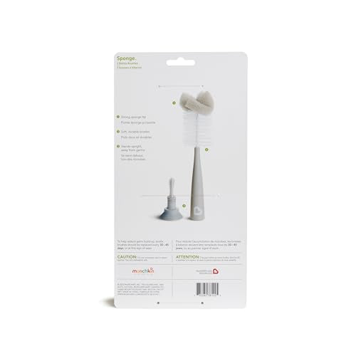 Munchkin Sponge Bottle Brush, Grey/Sage, 2 Count (Pack of 1)