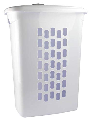 Sterilite Ultra Wheeled Laundry Hamper with Lid, Handle and Wheels for Easy Rolling of Clothes to and from the Laundry Room, Plastic, White, 1-Pack