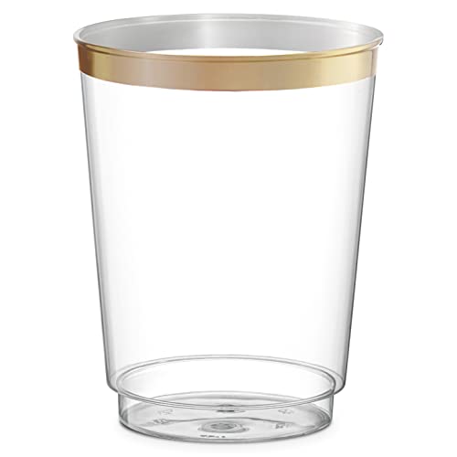 PLASTICPRO Disposable Plastic Tumblers (Gold Rim, 50)