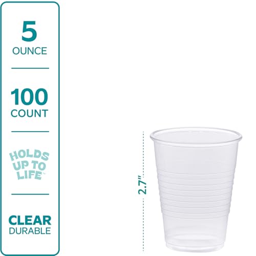 GUSTO 5 oz Clear Plastic Cups [100 Count] Small Disposable Drinking Cups for Parties, Events, & Everyday Use – BPA-Free, Durable Polypropylene (Formerly Comfy Package)