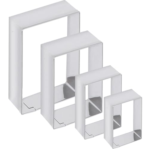 Rectangle cookie cutter ANCKNE Stainless Steel Rectangle Biscuit Molds Square Pastry Molds Fondant Cake Cookie Cutter Set 1 Inch Depth