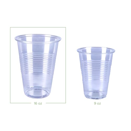 Basics Disposable Clear Plastic Cups for Cold Drinks, BPA-Free, Easy to Hold, 16oz, 50 Count