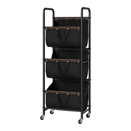 GRANNY SAYS 3 Tier Laundry Sorter, Laundry Basket with Wheels, Laundry Room Organization and Storage, 3 Section Rolling Laundry Cart for Dorm