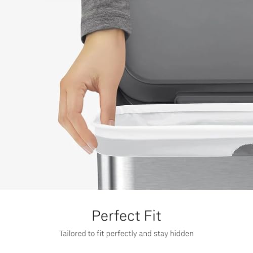 simplehuman Code Q 100 Count Custom Fit Liners, Drawstring Kitchen Trash Bags, One-by-One Mess-Free Dispense, Extra Thick & Double Seamed, 50% PCR Plastic, 50-65 Liter / 13-17 Gallon, White