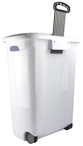 Sterilite Ultra Wheeled Laundry Hamper with Lid, Handle and Wheels for Easy Rolling of Clothes to and from the Laundry Room, Plastic, White, 1-Pack