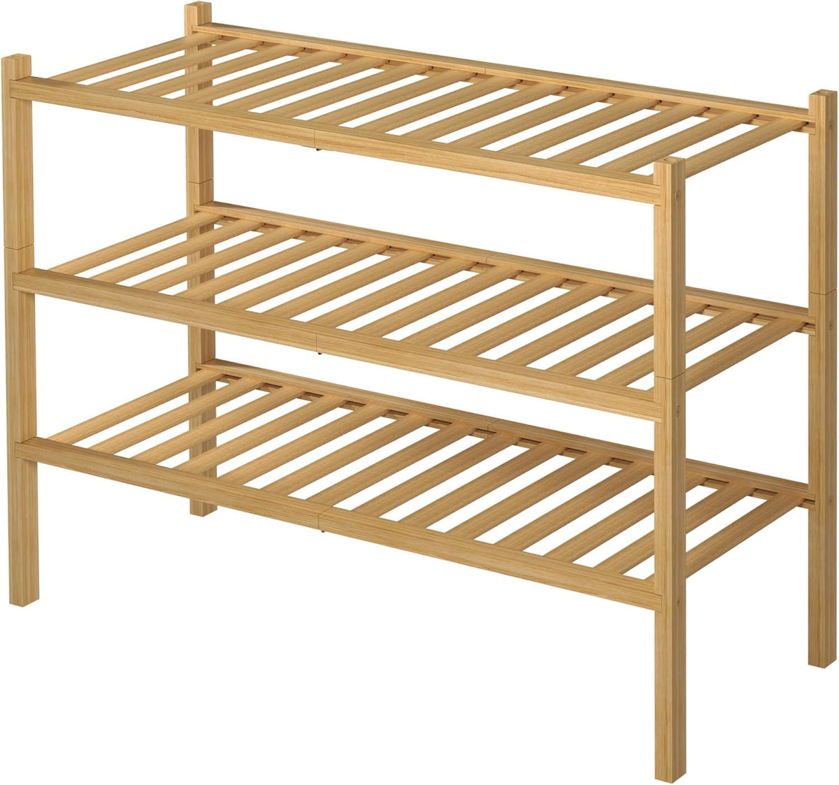 3 Tier Bamboo Shoe Rack for Closet Free Standing Shoe Shelf