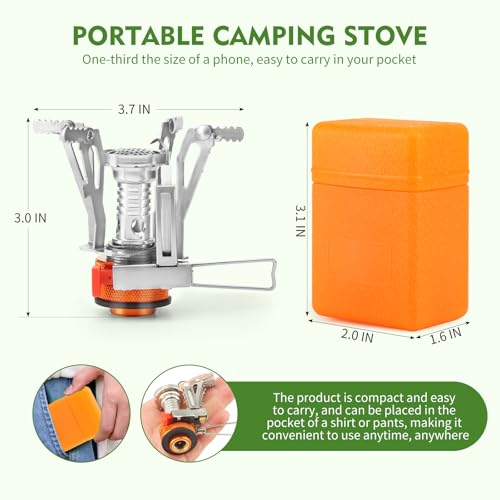 KUBQLIG Portable Camping Stove Backpacking Stove, Specialized Camping Stove with Piezo Ignition Stable Support Wind-Resistance, Camp Stove for Camping Hiking&Outdoor Adventure Cooking