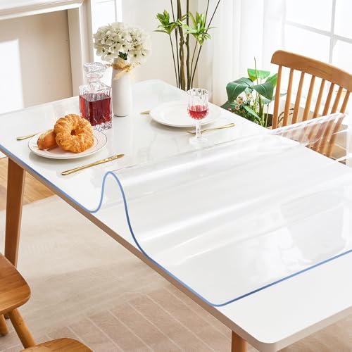 Transparent 14x24 in Small Office Desk Blotter Mat Clear Plastic Table Protector Cover Pad PVC Topper Surface Proection Mat Pad Anti Scratch Table Mat Glass End Table Protector Waterproof Easy Clean