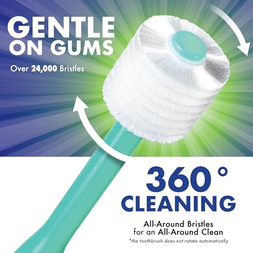 Brilliant Oral Care Baby Toothbrush with Soft Bristles and Round Head, for a Toddler Approved, Easy to Use All-Around Clean Mouth, 4-24 Months, When Front Teeth Appear, Blue Mint Yellow, 3 Pack