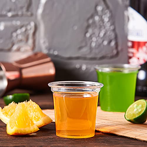 Lilymicky 500 PACK 1 oz Plastic Shot Glasses, 1 Ounce Clear Disposable Party Cups for Vodka, Whiskey, Tequila, Mini Plastic Containers for Sauce, and Sample Tasting