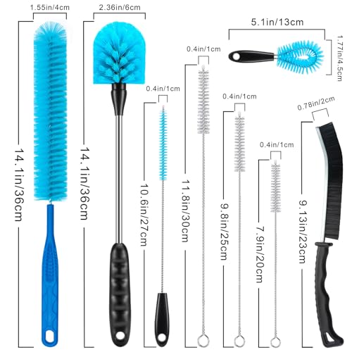 Bottle Brush Cleaning Set - Multi Cup Brush, Water Bottle Cleaner, Crevice Cleaning Brush Pipe & Tube Brushes for Tight Spaces, Grout Brush Cleaner Brush Long Straw Cleaner Brush for Stanley Mug