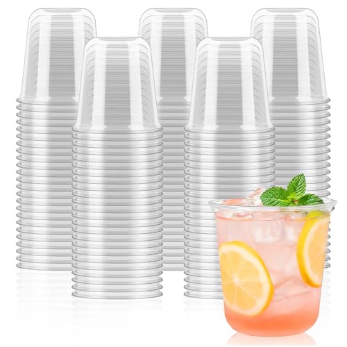 50 Pcs Round Bottom Plastic Cups 12 oz Disposable Stemless Wine Glasses Cocktail Clear Party Cups for Meeting, Wedding, Birthday, Party Supplies
