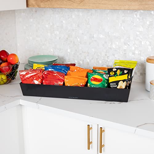 Mind Reader Snack Tray, Countertop Organizer, Snack Tray, Pantry, Breakroom, Kitchen, Black