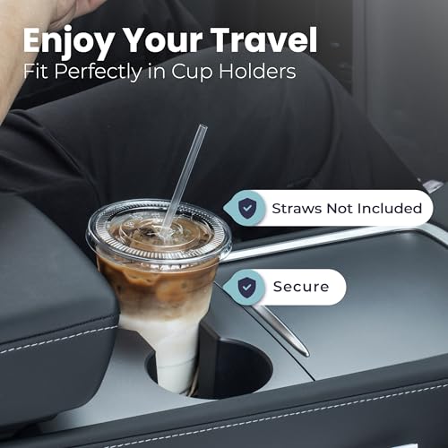 Fit Meal Prep 50 Pack 24 oz Clear Plastic Cups with Flat Lids, Disposable Iced Coffee Cups, BPA Free Premium Crystal Smoothie Cup for Party, Lemonade Stand, Cold Drinks, Juice, Milkshake