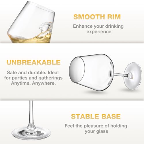 Hlukana Unbreakable Wine Glasses Set of 6, 16 oz Plastic Wine Glasses with Stem, BPA Free, Reusable Wine Glass for Poolside, Outdoors Camping Picnic Restaurants Home Bar Christmas Unique Gift
