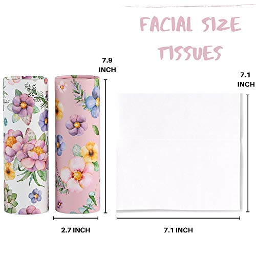200 Sheets Car Tissues Holder with Facial Tissues 3-ply Travel Tissue Tubes 4 PK Tissues Box Container Perfect Fit for Car Cup Holder Cylinder (Pink)