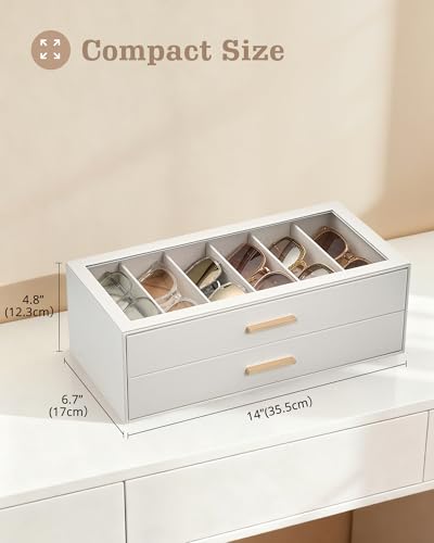 Lolalet Sunglasses Storage Box for Women, Eyewear Eye Glass Organizer with Clear Top Display Holder Case
