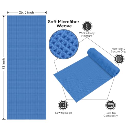 HOMEXCEL Hot Yoga Towels 2 Pack, (26.5" x 72") Non-Slip & Ultra-Absorbent Microfiber Yoga Mat Towels for Hot Yoga, Pilates, Exercise, Fitness, Bikram and Workout, Blue/Pink