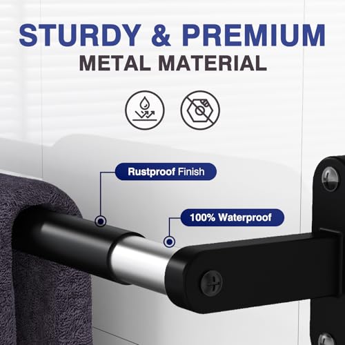 Matte Black Towel Rack for Bathroom - 24" Rustproof Towel Holder, Sturdy Towel Bar Wall Mounted, Space-Saving Towel Hanger, Bathroom Accessories, Home Decor, Apparment Essentials