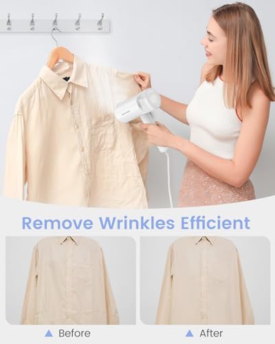 BEAUTURAL Steamer for Clothes, Portable Garment Wrinkle Remover, Fast 30s Heat-up, Foldable and Handheld, 120V Only (Not for 220V Europe), White
