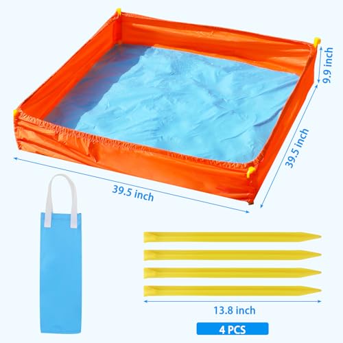 MUOUAKATE 3.3 X 3.3 Ft Portable Beach Square Puddle, Foldable Beach Pool for Boys Girls Ages 2 3 4 5 6 7 8, Upgrade Beach Essentials with Carrying Bag, No Need to Dig Holes and inflate