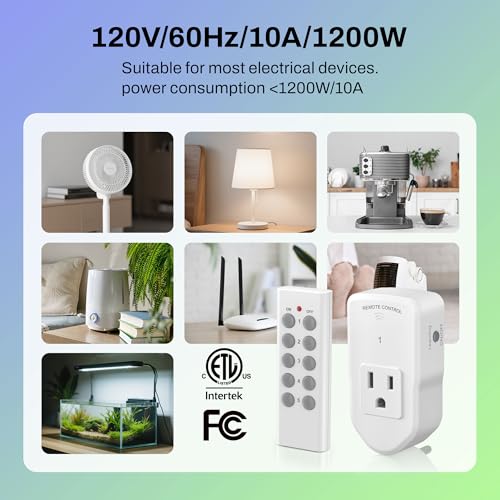 BN-LINK Wireless Remote Control Outlet Electrical Switch for Lights, Fans, Christmas Lights, Small Appliance, 100ft Long Range White (Learning Code