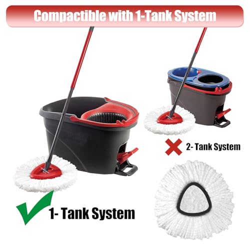 Mop Head Replacement, 3 Pack Spin Mop Refill Replace Head Compatible with O Cedar Easywring 1-Tank System, Great Cleaning Power, Microfiber, Helper Housework, Machine Washable Easy-to-Replace, White