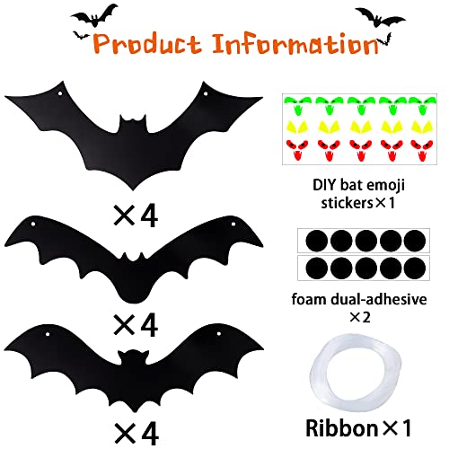 YUJUN Halloween Hanging Bats for 12PCS 3D Halloween Yard Outdoor Decoration
