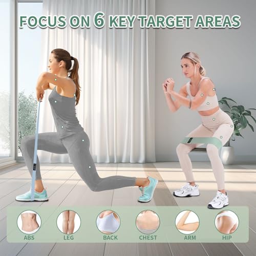 HIMESPORNER 9 PCS Fabric Resistance Bands Set for Working Out, Non-Slip Exercise Booty Bands for Women & Men Leg and Glutes with Hair Ties and Tape Measure - for Home Gym Workout, Yoga, Pilates