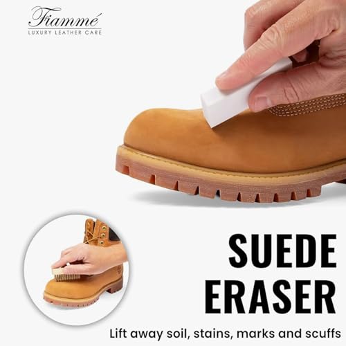 Fiamme Suede and Nubuck Cleaning Kit - Complete Brass & Nylon Brush Set, Suede Eraser for Shoes, Jackets, Boots, Handbags