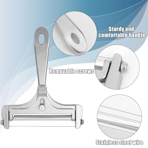 Stainless Steel Wire Cheese Slicer, Handheld Cheese Cutter with 8 Replacement Wires & Wrench Food Slicer for Block Butter Cutter Tools
