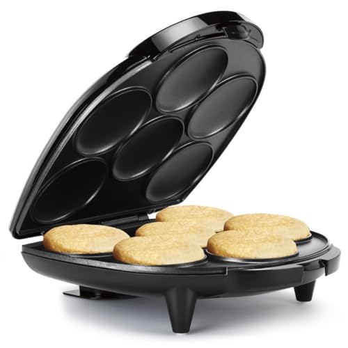 Holstein Housewares Non-Stick 6-Section Multi-Food Maker - Arepas, Mini Pancakes, Corncakes and More - Black,12 Inch