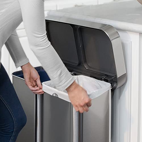 simplehuman Code H 60 Count, Genuine Custom Fit Liners, Drawstring Trash Bags in Dispenser Packs, 30-35 Liter / 8-9.2 Gallon, Blue